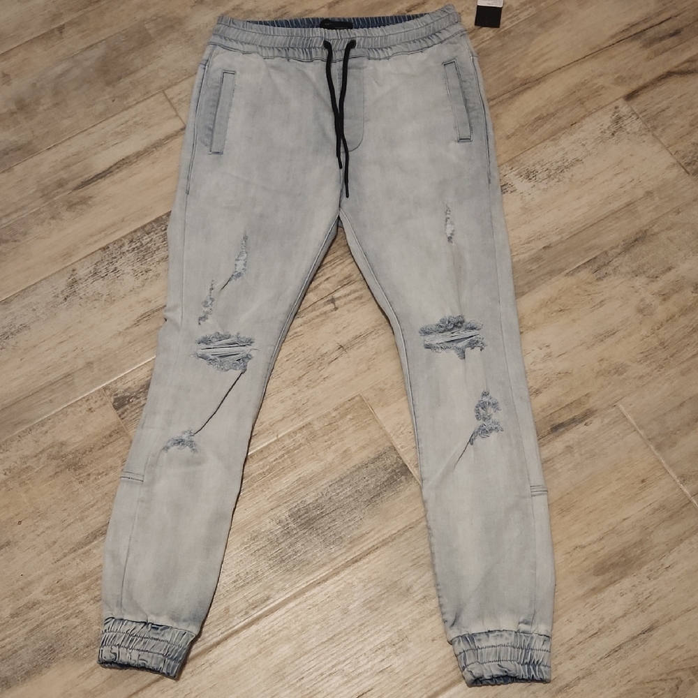 Men's Skinny Jogger Jeans in Light Denim